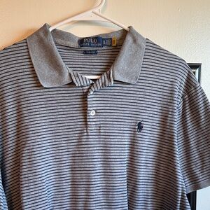 Polo by Ralph Lauren Blue and Gray Striped Polo Shirt